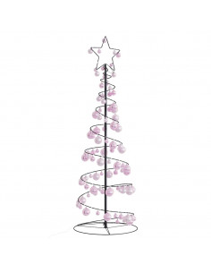Cono Luminoso Albero Natale Palline 100 LED Bianco Caldo 150 cm 2
