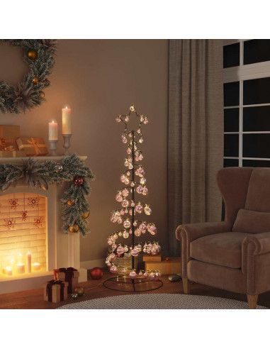 Cono Luminoso Albero Natale Palline 100 LED Bianco Caldo 150 cm