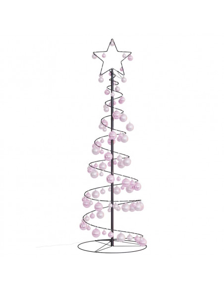 Cono Luminoso Albero Natale Palline 100 LED Bianco Caldo 150 cm