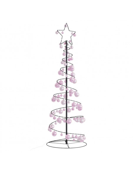Cono Luminoso Albero Natale Palline 100 LED Bianco Caldo 150 cm