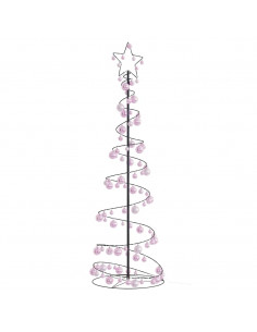 Cono Luminoso Albero Natale Palline 120 LED Bianco Caldo 180 cm 2