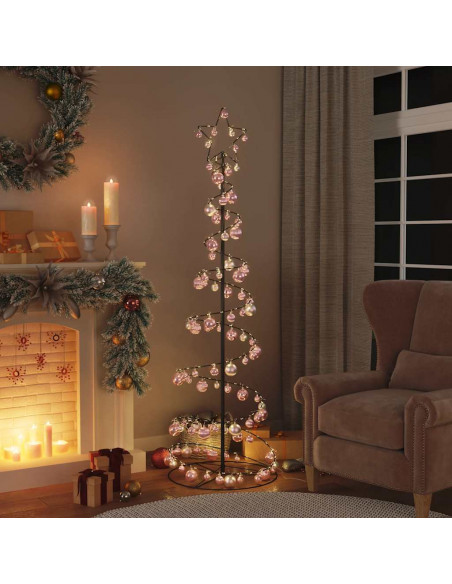 Cono Luminoso Albero Natale Palline 120 LED Bianco Caldo 180 cm