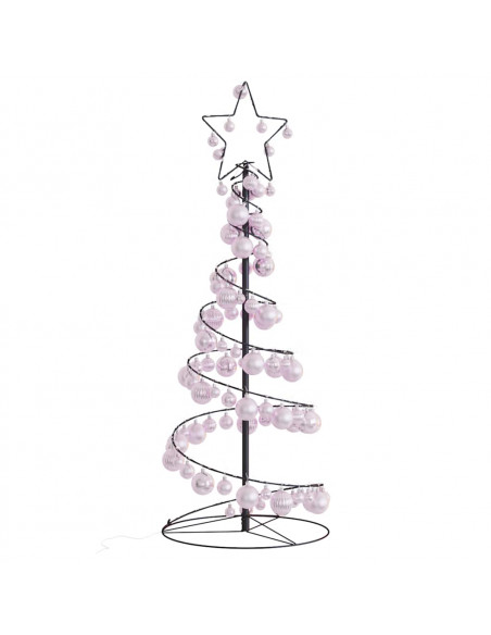 Cono Luminoso Albero Natale Palline 80 LED Bianco Caldo 120 cm