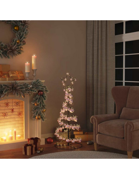 Cono Luminoso Albero Natale Palline 80 LED Bianco Caldo 120 cm