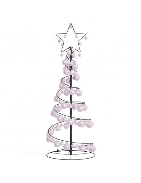 Cono Luminoso Albero Natale Palline 80 LED Bianco Caldo 120 cm
