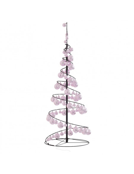 Cono Luminoso Albero Natale Palline 80 LED Bianco Caldo 120 cm