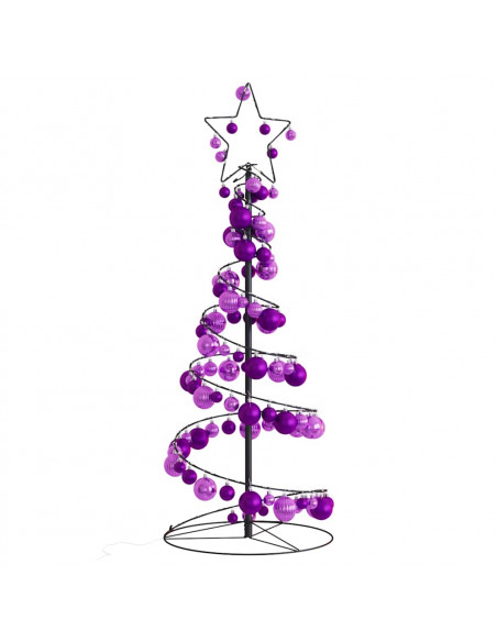 Cono Luminoso Albero Natale Palline 80 LED Bianco Caldo 120 cm