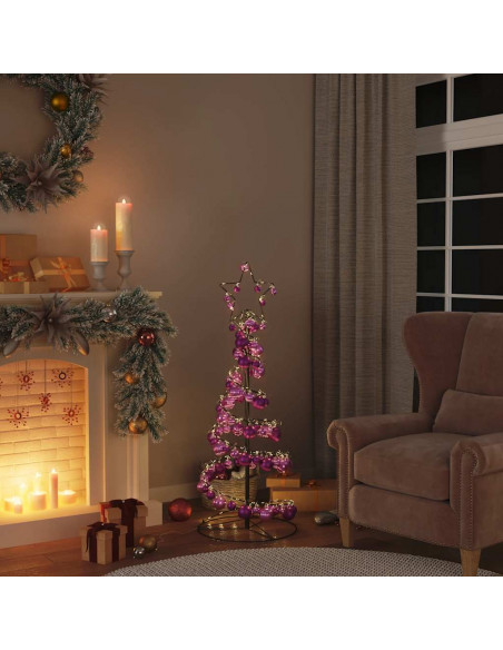 Cono Luminoso Albero Natale Palline 80 LED Bianco Caldo 120 cm
