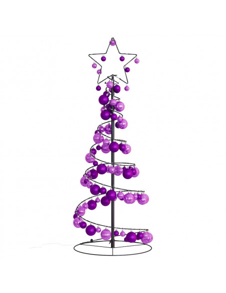 Cono Luminoso Albero Natale Palline 80 LED Bianco Caldo 120 cm