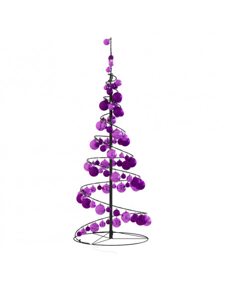 Cono Luminoso Albero Natale Palline 80 LED Bianco Caldo 120 cm