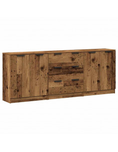 Credenze 3 pz Legno Antico 60x30x70 cm in Legno Multistrato 2