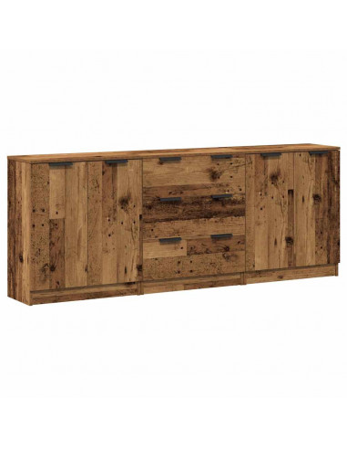Credenze 3 pz Legno Antico 60x30x70 cm in Legno Multistrato