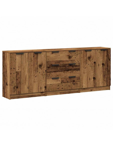 Credenze 3 pz Legno Antico 60x30x70 cm in Legno Multistrato