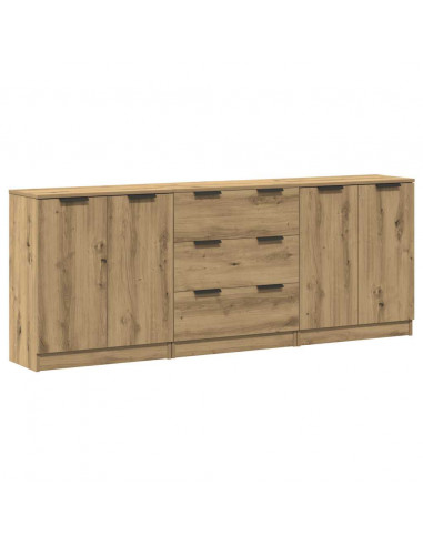 Credenze 3 pz Rovere Artigianale 60x30x70 cm Legno Multistrato