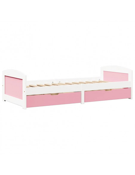 Dormeuse 2 Cassetti senza Materasso Bianco&Rosa 90x200 cm IRUN