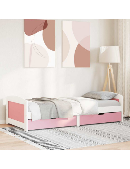 Dormeuse 2 Cassetti senza Materasso Bianco&Rosa 90x200 cm IRUN