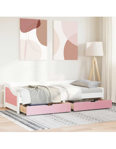 Dormeuse 2 Cassetti senza Materasso Bianco&Rosa 90x200 cm IRUN