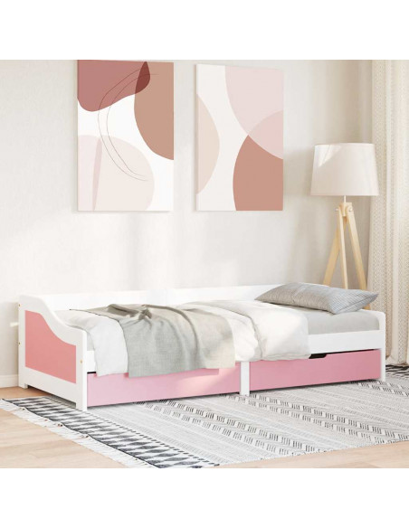 Dormeuse 2 Cassetti senza Materasso Bianco&Rosa 90x200 cm IRUN