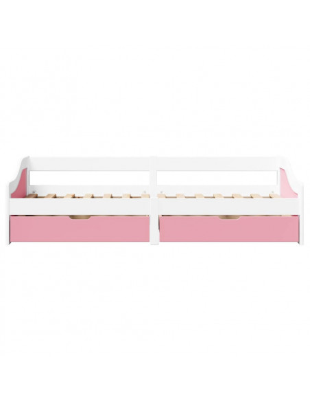 Dormeuse 2 Cassetti senza Materasso Bianco&Rosa 90x200 cm IRUN
