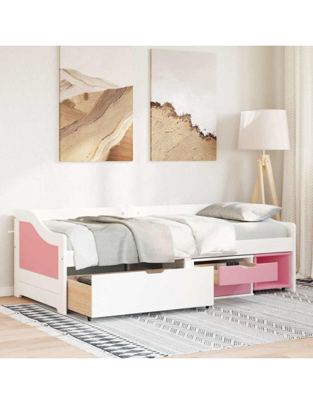Dormeuse 3 Cassetti senza Materasso Bianco&Rosa 90x200 cm IRUN