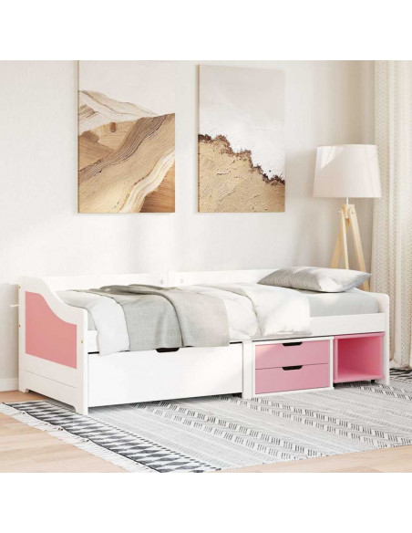 Dormeuse 3 Cassetti senza Materasso Bianco&Rosa 90x200 cm IRUN