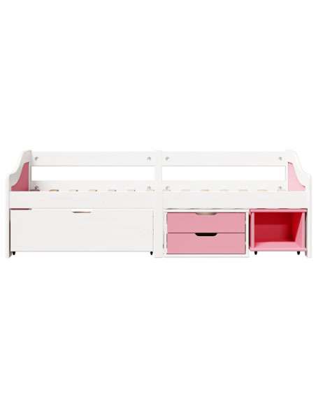 Dormeuse 3 Cassetti senza Materasso Bianco&Rosa 90x200 cm IRUN