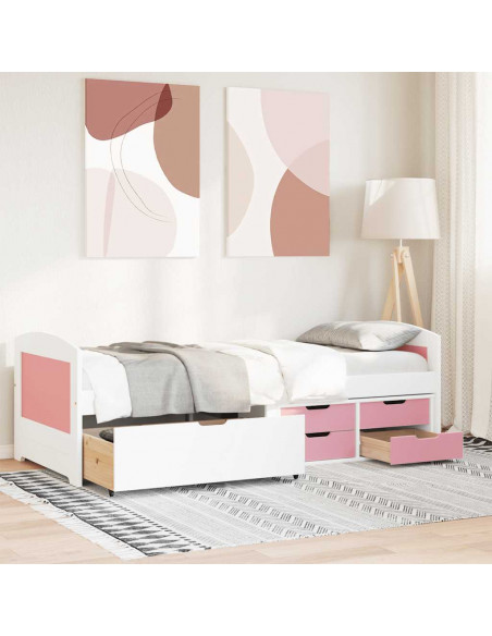 Dormeuse 5 Cassetti senza Materasso Bianco&Rosa 90x200 cm IRUN