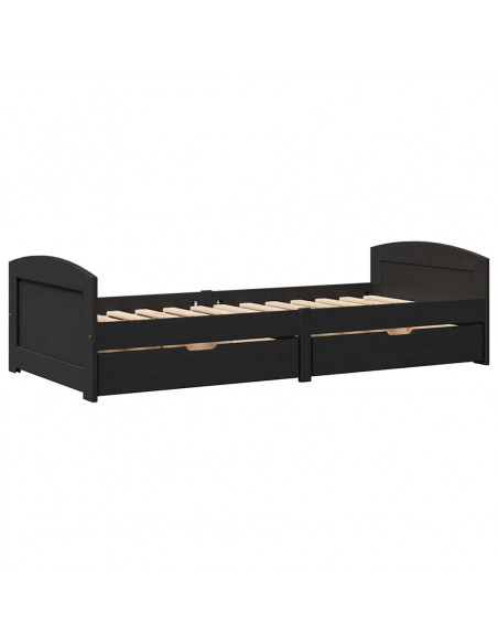 Dormeuse con 2 Cassetti senza Materasso Nero 90x200 cm IRUN