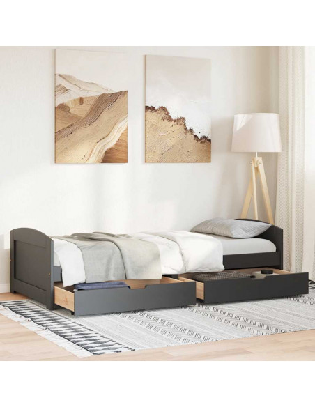 Dormeuse con 2 Cassetti senza Materasso Nero 90x200 cm IRUN