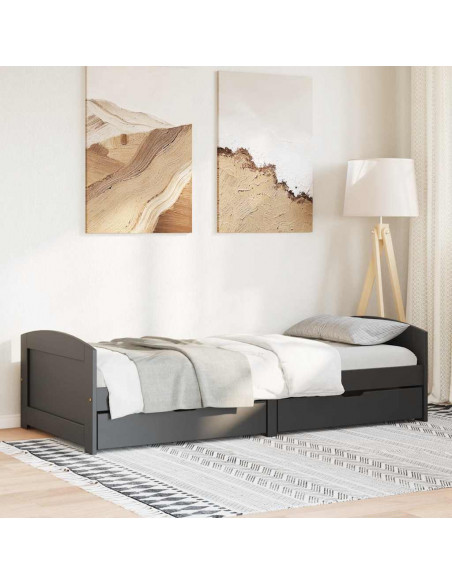 Dormeuse con 2 Cassetti senza Materasso Nero 90x200 cm IRUN
