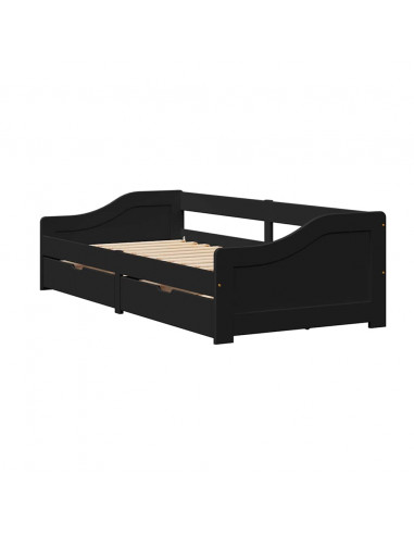 Dormeuse con 2 Cassetti senza Materasso Nero 90x200 cm IRUN