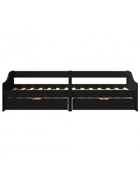 Dormeuse con 2 Cassetti senza Materasso Nero 90x200 cm IRUN