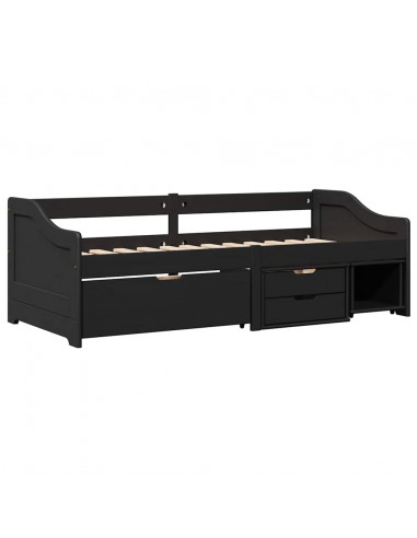 Dormeuse con 3 Cassetti senza Materasso Nero 90x200 cm IRUN