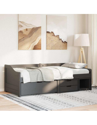 Dormeuse con 3 Cassetti senza Materasso Nero 90x200 cm IRUN