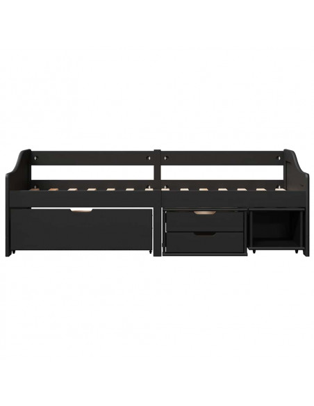 Dormeuse con 3 Cassetti senza Materasso Nero 90x200 cm IRUN