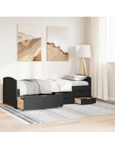 Dormeuse con 5 Cassetti senza Materasso Nero 90x200 cm IRUN