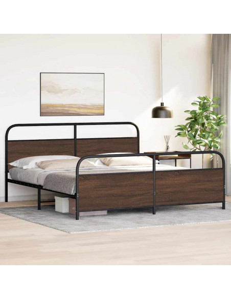 Giroletto senza Materaso in Metallo Rovere Marrone 200x200 cm