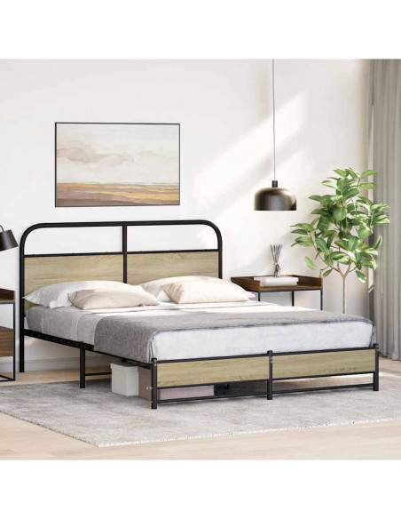 Giroletto senza Materaso in Metallo Rovere Sonoma 160x200 cm
