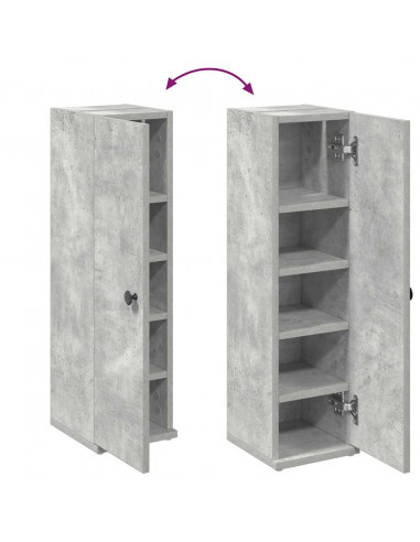 Mobile da Bagno con Portarotolo Grigio Cemento 20,5x22x72 cm