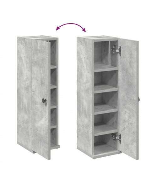 Mobile da Bagno con Portarotolo Grigio Cemento 20,5x22x72 cm