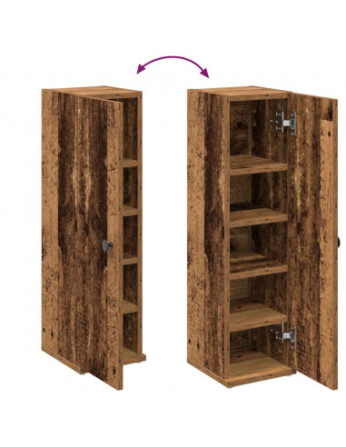 Mobile da Bagno con Portarotolo Legno Antico 20,5x22x72 cm