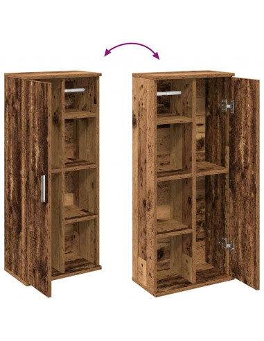 Mobile da Bagno con Portarotolo Legno Antico 39x22x90 cm