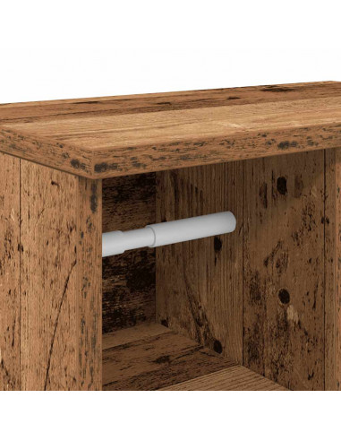 Mobile da Bagno con Portarotolo Legno Antico 39x22x90 cm