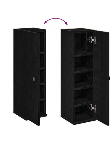 Mobile da Bagno con Portarotolo Nero 20,5x22x72 cm