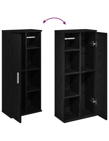 Mobile da Bagno con Portarotolo Nero 39x22x90 cm