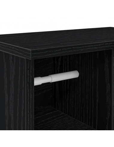 Mobile da Bagno con Portarotolo Nero 39x22x90 cm