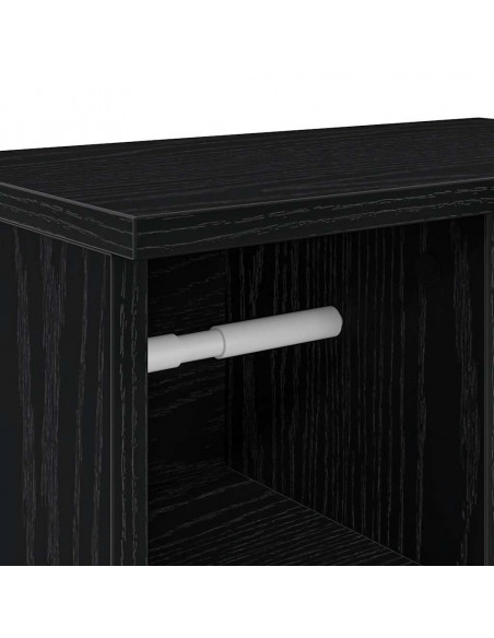 Mobile da Bagno con Portarotolo Nero 39x22x90 cm