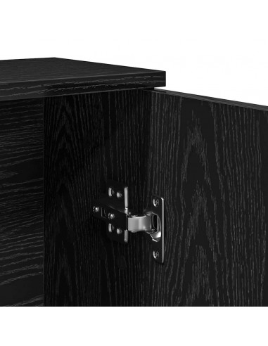 Mobile da Bagno con Portarotolo Nero 39x22x90 cm