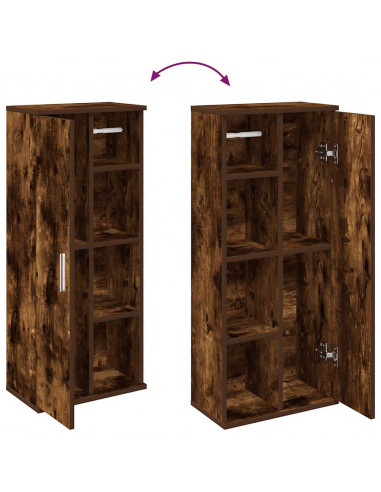 Mobile da Bagno con Portarotolo Rovere Fumo 39x22x90 cm