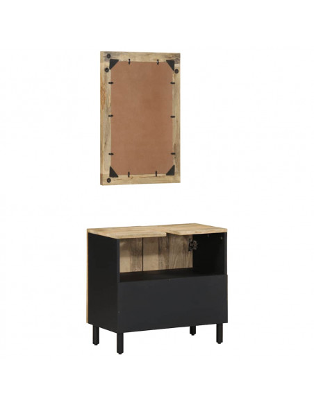 Set Mobili da Bagno 2pz in Legno Massello di Mango